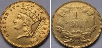 $1 ZLATO 1861-D kopijo kovancev