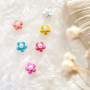 10Pcs Lepe Pisane Sončnice Pearl Nail Art Okrasnih Nakit, 3D Pet cvetnih listov Flower Nail Art Okras Manikura Dodatki