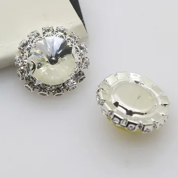 10pcs/lot 16 mm Krog 4-Odprtine Srebrni kovinski Gumbi Diamante nosorogovo gumb DIY za Poroko Decoratio šivanje Oblačil gumbi