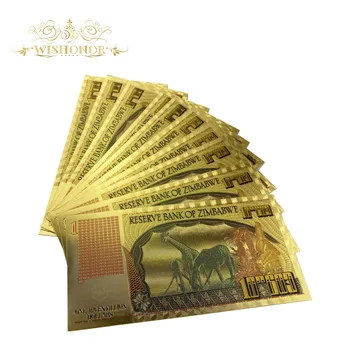 10pcs/veliko Zimbabve Zlato Bankovec za Predsednika Robert G. Mugabe je Eden Bicentillion Dolarjev v 24K Z UV lignht Za darila