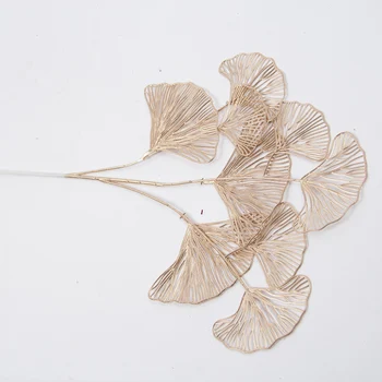 1PCS Zlati dekorativni cvet ginkgo leaf plastičnih listov lesa festival dekoracijo
