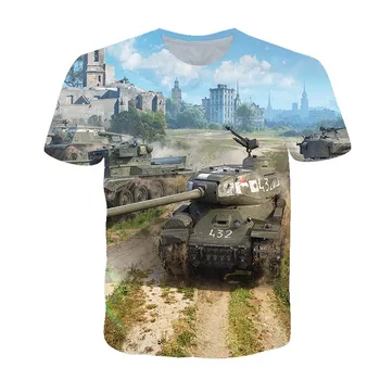 2021 Poletje World of Tanks 3D Grafiko, Tiskanje O-Neck majica s kratkimi rokavi Moda Šport Priložnostne Svoboden Dihanje Prevelik majica s kratkimi rokavi Pulover