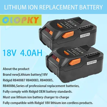 20212 paketov 18V 4.0 Ah litij-ionska zamenjava baterije združljiv z RIDGID R840087 R840083 R840086 18V vaja baterije