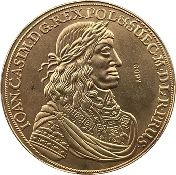 24-k Gpld-Platirani 1660 Poljska kovancev KOPIJO 42mm