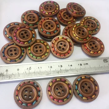 25 mm krog barve navojni leseni gumbi ročno \ DIY \ accessories \ lesa gumbi pribor za oblačila