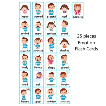 25pcs Čustva Kognitivne Kartico Izobraževalne Avtizem Baby Usposabljanje Flash Kartice Vrtca, Šole, angleški Učitelj učni Pripomočki