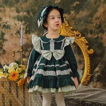 2PCS Miayii Otroška Oblačila, španska Princesa Žogo Halje Čipke Lok Šivanje Rojstni Lolita Velikonočni Oblačenja Za Dekleta Eid A22