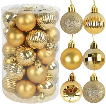 34 Paketi Zlato Plastične Kroglice Božič Ornament 4 cm Žogo Božično Drevo Okraski Notranja Zunanja 2022 Novo Leto Stranka Dekor