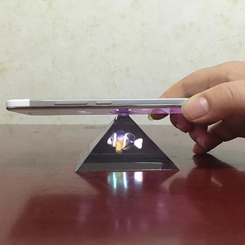 3D Holografski Trajne Prenosni Projektor z Piramida Zaslon Podporo Univerzalno Mini Projektor za Pametne Telefone DQ-Spusti
