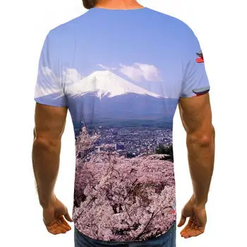 3d Tshirt Krajine T-shirt Moški Češnje Cvetovi T-majice 3d Romantično Tshirts Priložnostne Ljubezen Anime Obleko Kratek Rokav T srajce