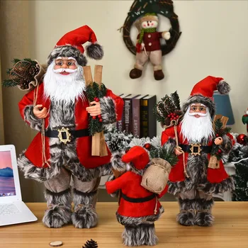 45 cm Visok Tradicionalnih Santa Claus Figur Navidad Stoji Santa Kip za Božični Dekor Tabela Polica Okraski Božič, Darila