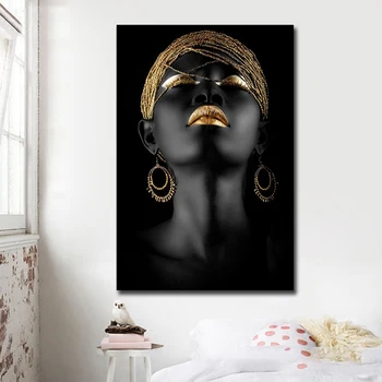5 Velikosti Afriške Črna Ženska Platno, Tisk Wall Art Povzetek Plakatov In Fotografij Slike Za Steno In Home Decor Art Slike