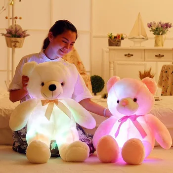 50 CM Ustvarjalne prižgejo LED Induktivna medvedek Nagačene Živali Plišastih Igrač Pisane Žareče medvedek Božično Darilo za Otroke