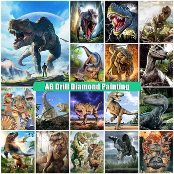 5D AB Diamond Slikarstvo Dinozaver Polni Sveder DIY Diamont Vezenje Živali Mozaik Tyrannosaurus Nosorogovo Slika Domov Dekoracijo