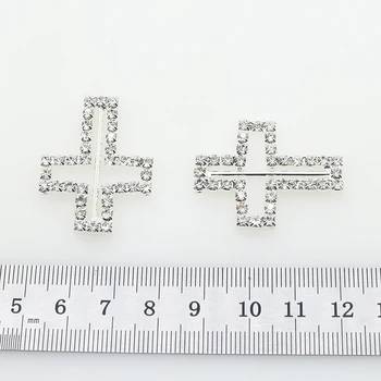 5pcs/veliko 35mm*26 mm Silver Cross Nosorogovo Zaponke Diamantni Gumbi za Poročno Vabilo Kartice Traku Silder DIY Lok Dekoracijo
