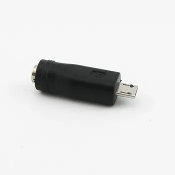 5x Micro USB 5 Pin Moški Vtič 5.5 x 2.1 mm Ženski Priključek DC Pretvornik Adapter za Polnilnik Naravnost Črna
