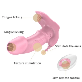 7 Hitrosti Jezika Lizanje Vibrator Polnjenje Daljinski Nadzor Ogrevanja Nosljivi Ogrevanje Dildo, Vibrator Ženski Analni Klitoris Stimulator