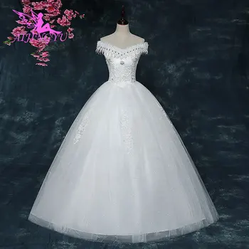 AIJINGYU 2020 2021 bela Meri, nove vroče prodajo poceni žogo obleke čipke nazaj formalno nevesta obleke, poročna obleka FU127