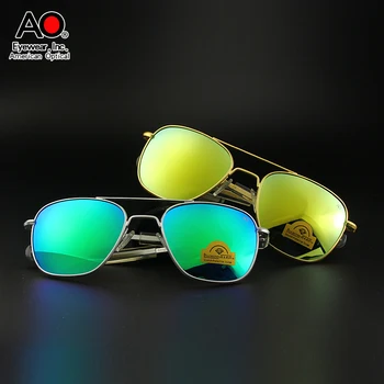 Ameriški Optični AO sončna Očala Moških Air Force Pilot Letalske sončna Očala Barvne Kaljenega Stekla, sončna Očala Boutique blagovne Znamke AO55-57