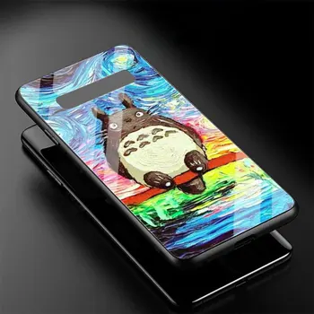 Anime Totoro Ghibli Živahen Stekla Primeru Telefon Za Samsung Galaxy S20 FE S21 Ultra 5G S10Plus S9 S10(6.1) S8 S10e Pokrov