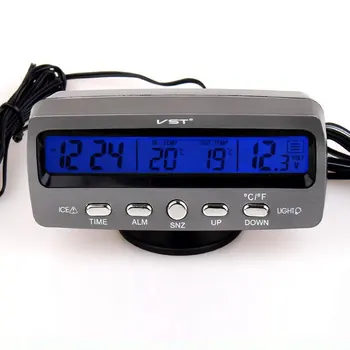 Avto Notranje zadeve Digitalni LCD Koledar Budilka Termometer Napetosti, Merilnik Temperature Volt Dremež Funkcija Auto Accessory