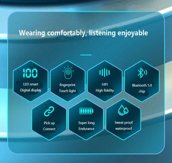 B9 Bluetooth-združljive Slušalke Brezžične Slušalke Z Mikrofonom Šport Nepremočljiva Touch Kontrole Brezžične Slušalke Čepkov