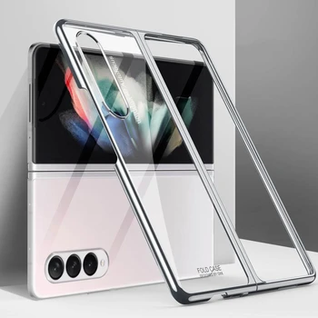 Barvita Okvir Pregleden Hrbtni Pokrovček Ohišje za Samsung Galaxy Ž Krat 3 Trde prozorne Plastike Primeru Telefon Za Z Fold3 Shockproof
