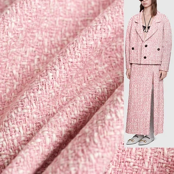 Bela waxberry Roza, Bele Volne Tweed Tkanine Oblačila Materiala Jeseni Ženske obleke Plašč DIY Šivanje Krpo Meri ping