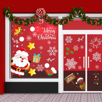 Božič Okno Nalepke Santa Claus Snežinka Nalepke Pozimi Stenske Nalepke za Otroke Sobe Novo Leto, Božič, Okna Okraski