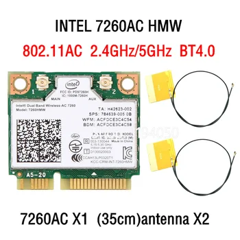 Brezžično kartico Dual band Brezžični Intel AC7260 7260HMW intel 7260AC 867Mbps Half Mini PCI-E 802.11 ac 2x2 Wifi Bluetooth4.0 KARTICO