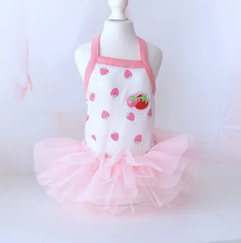 Cute Sweet Strawberry Chick Natisnjeni Majhen Pes Obleka za Poletje Multi Barve Pes Blaga Modni Pes Obleko Kul Poletje Pet Oblačila