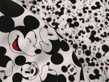 Disney Mickey mouse Tiskanja Bela Bombažne Tkanine za Boy Oblačila Hometextile Blazine Pokrov Nahrbtniki Needlework DIY
