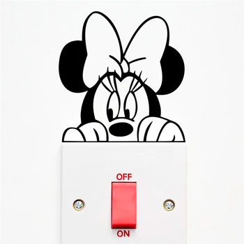 Disney mickey miške minnie stikalo nalepke spalnica doma dekor dodatki risanka stenske nalepke vinyl zidana umetnosti diy ozadje