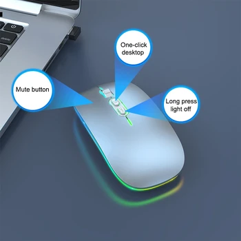 Dvojni Način Brezžična Miška z Eno-Kliknite Namizje Funkcijo Tip-C Polnilna Tiho v Ozadju Miši za Laptop PC Nova