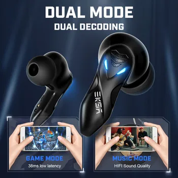 EKSA GT1 TWS Gaming Slušalke Čepkov 38ms Nizke Latence Glasba/Igre Dvojni Način Bluetooth 5.0 Wireless Gaming Slušalke Glasovni Pomočnik