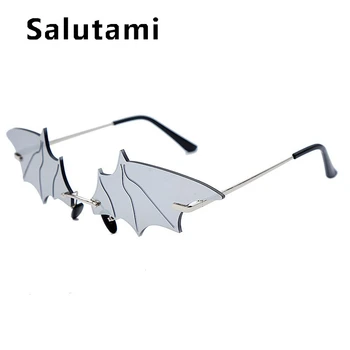 Elegantna Rimless Bat Oblike, Sončna Očala Za Ženske Do Leta 2020 Nov Modni Zlitine Mačka Oči Stranka Maturantski Sončna Očala Ženski Retro Nezakonitih Očala