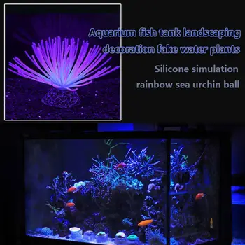 Fish Tank Simulacije Morski Ježek Žogo Mehki Silikonski Umetno Koralni Anemone Ornament Akvarij Krajinsko Dekor Izdelki za Hišne živali 1PC