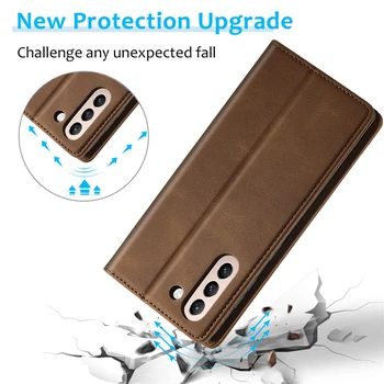 Flip Kartic Denarnica Usnjena torbica Za Samsung Galaxy S20 S21 FE S10 E S8 S9 Plus Note20 Ultra Magnetni Anti-theft Stojalo Telefon Kritje