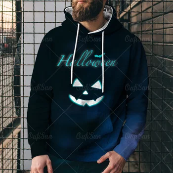 Halloween Natisnjeni Moda Hip Hop Hoodies Moških Long Sleeve Hooded Majica Priložnostne Ulične Jeseni Oversize Anime Mladi Sweatshirts
