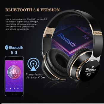 KINGSTAR Brezžične Slušalke 3D Stereo Zložljive Gaming Slušalke Z Mikrofonom Podpora TF Kartice Zmanjšanje Hrupa Slušalke Bluetooth
