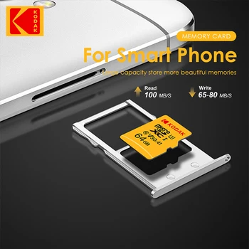 KODAK Micro SD 128GB 256GB 512GB Flash Kartica 32GB 64GB U1 TF kartice 4K Razred 10 Tarjeta Micro SD kartico U3 UHS-I microsd 16GB