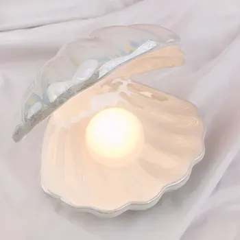 Keramične Umetnosti Koreja Lupini Pearl Noč Svetlobe Sanje Morska Deklica Spalnica Postelji Svetilko, Skladiščenje Doma Dnevna Soba Dekoracijo Lučka