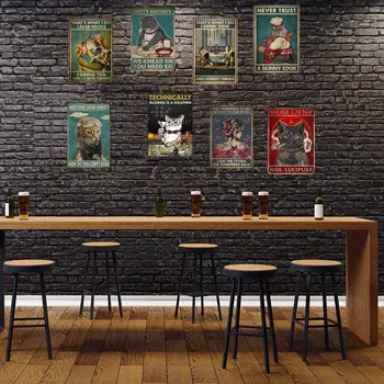 Kovinski Tin Znak Mačka Kave Slog, Ameriška Mačka Kave Co Retro Plakat,Letnik Kave in Bar Wall Art Dekor Železa Slikarstvo
