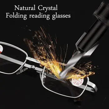 Kvadratni Anti-fog Anti-Scratch Kristalno Obravnavi Očala Za Moške Presbyopic Očala S Steklenimi Lečami, Kovinski Daljnovidnost Očala+3.5