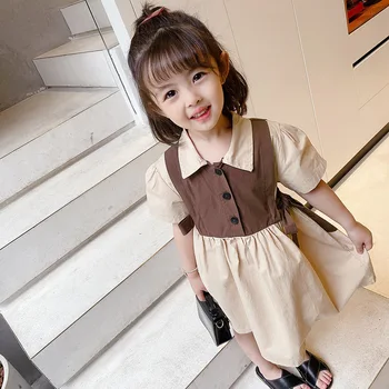 LISUNNY 2021 Poletje Dekleta Oblačenja Otrok Princesa Obleko Modne Bowknot Mozaik Priložnostne Obleko Otroci Počitnice Oblačila