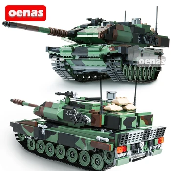 MOC Vojske Vojaški Vojni Veliko Leopard II A VI 2A6 Glavni Bojni Tank Model Vojak gradniki figuric Darilo za Fante Igrače