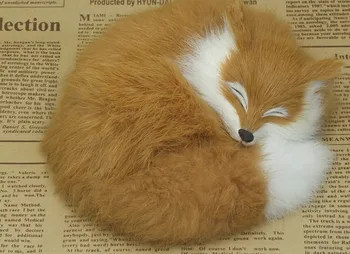 Majhne, luštna, mala spalna simulacije fox igrača lepa fox lutka smolo&krzno, rumena lutka darilo o 14x5cm 2059