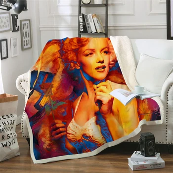 Marilyn Monroe 3d tiskanih flis odeja za Postelje Pohodništvo Piknik Debela Odeja Modi Bedspread Sherpa Vrgel Odejo slog-4