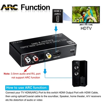 Mini 2x1 4K HDMI Preklop Avdio Napo Z ARC & Toslink Optični HDMI 2.0 Stikalo 4K 60Hz HDMI Preklopnik Odd. Za Apple TV PS4
