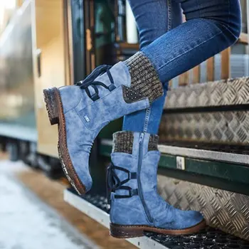 Moda Sneg Škornji, Čevlji Za Ženske Zimske Mid-Tele Škornje Jate Zimski Čevlji Dame Visoko Stegno Antilop Toplo Botas Zapatos De Mujer